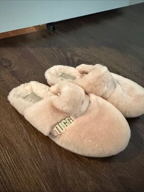 UGG Plush Faux-Fur Slip-Ons in Blush
